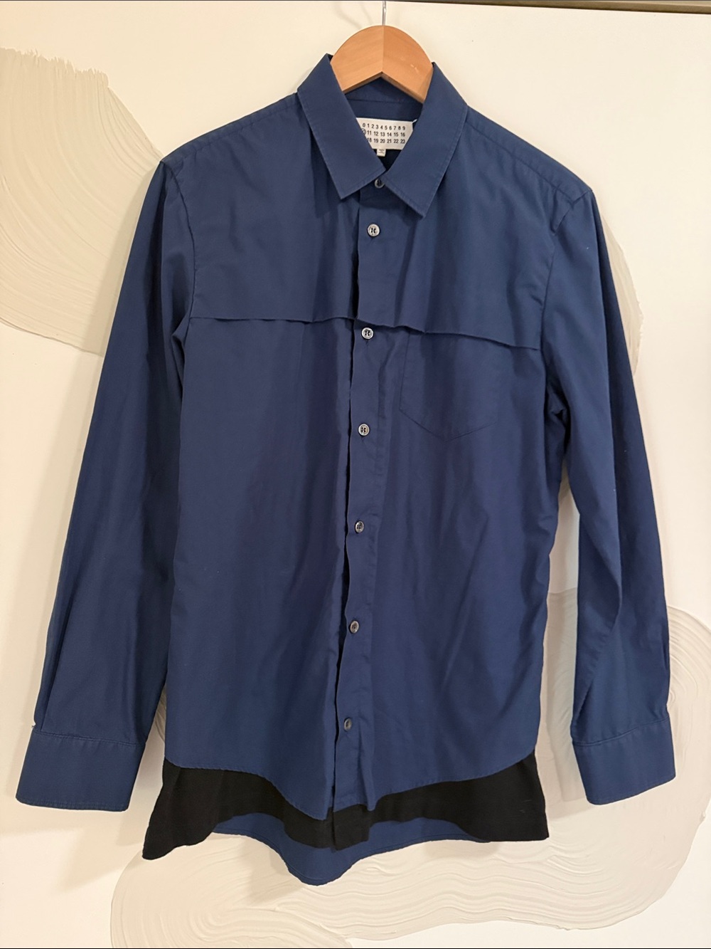 Maison Margiela Line 10 Men’s Navy Layered Button-Up Shirt Size 48